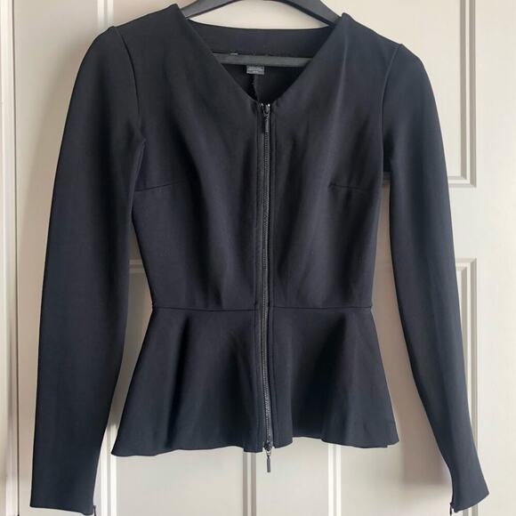 Armani Exchange peplum zip long sleeve top - Picture 1 of 8